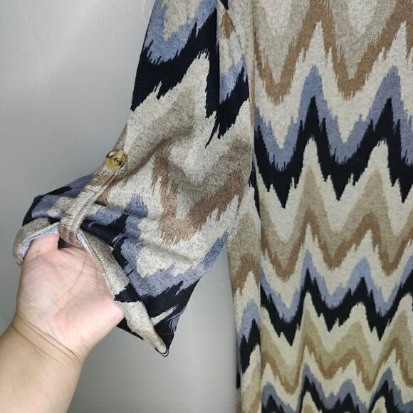 Tacera Sand Print Abstract Shirt Dress - Picture 7 of 9